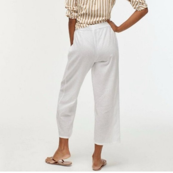 J. Crew Drapey Crinkle-cotton Beach Pant Navy XS Wide Leg Minimalist Fisherman - Picture 3 of 16